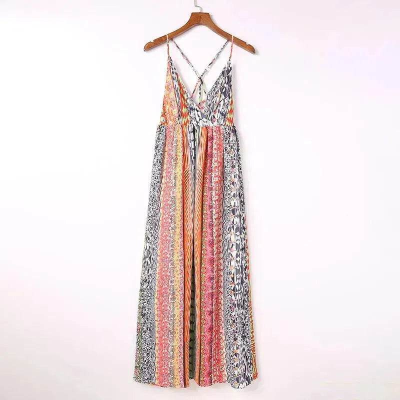 Women's Fashion High Waist Sling Cross Deep V-neck Dress - EX-STOCK Canada