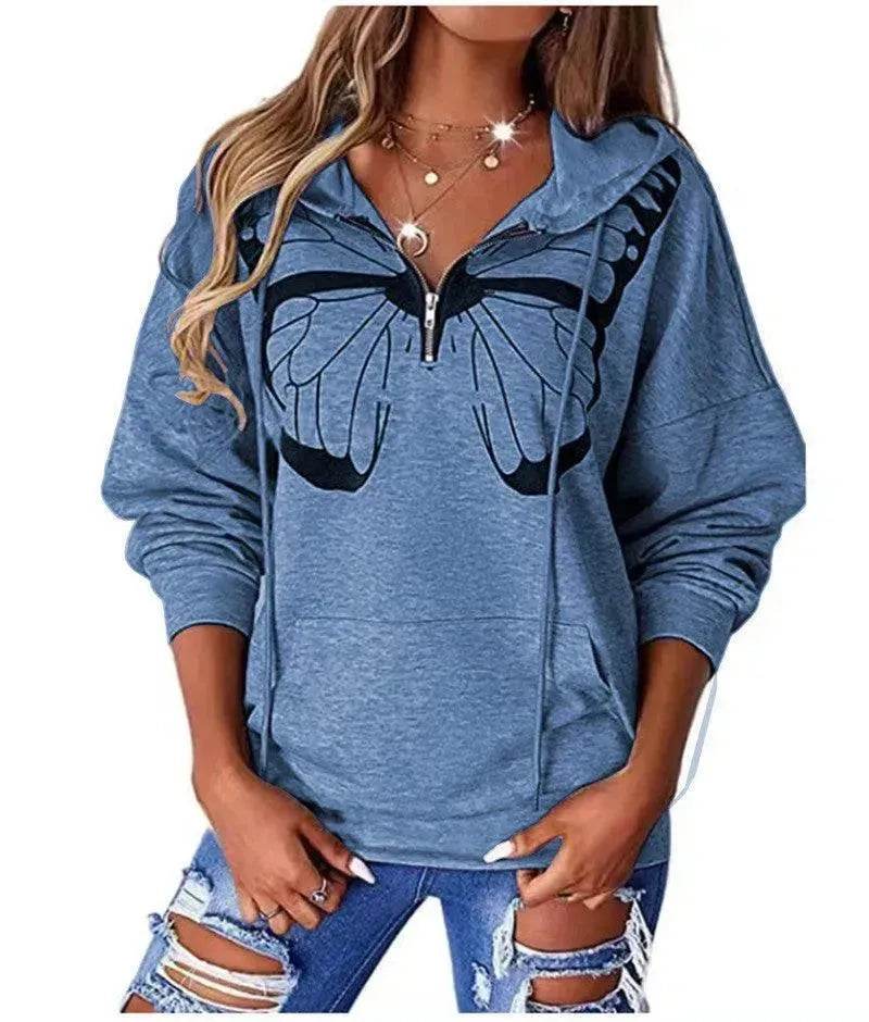 Women's Fashion Patchwork Print Hooded Loose Sweatshirt - EX-STOCK Canada