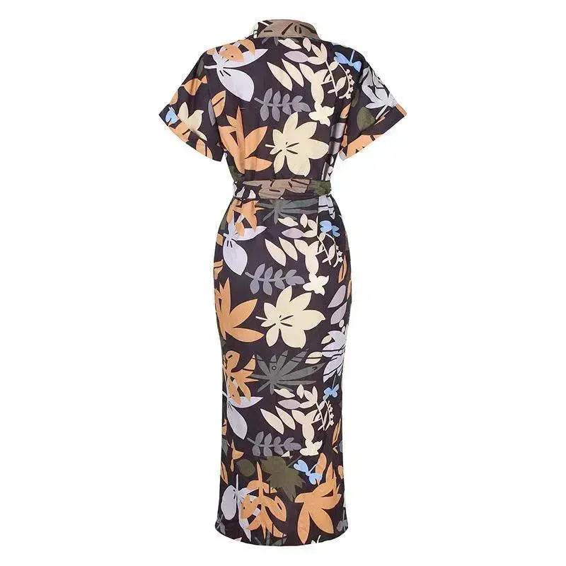 Women's Fashion Printed Temperament Loose Casual Lace-up Dress - EX-STOCK Canada