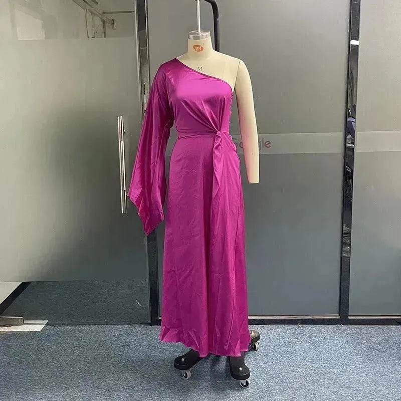 Women's Fashion Solid Color Crossbody Strapless Dress - EX-STOCK Canada