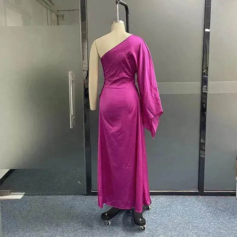 Women's Fashion Solid Color Crossbody Strapless Dress - EX-STOCK Canada