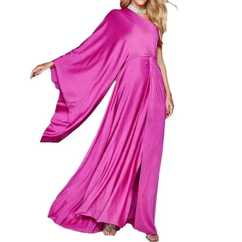 Women's Fashion Solid Color Crossbody Strapless Dress - EX-STOCK Canada