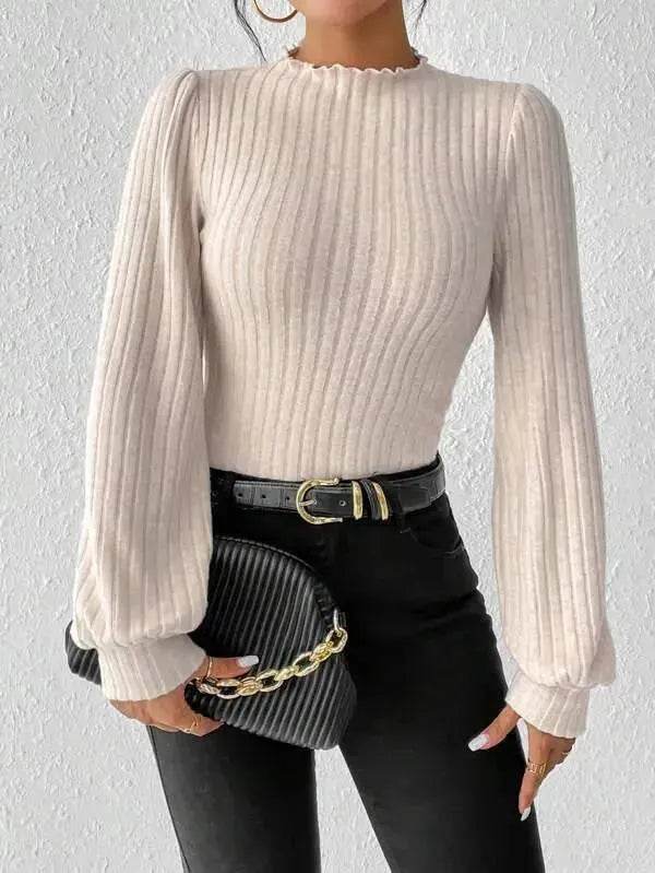 Women's French-style Long-sleeved Knitted Jumpsuit Top - EX-STOCK Canada