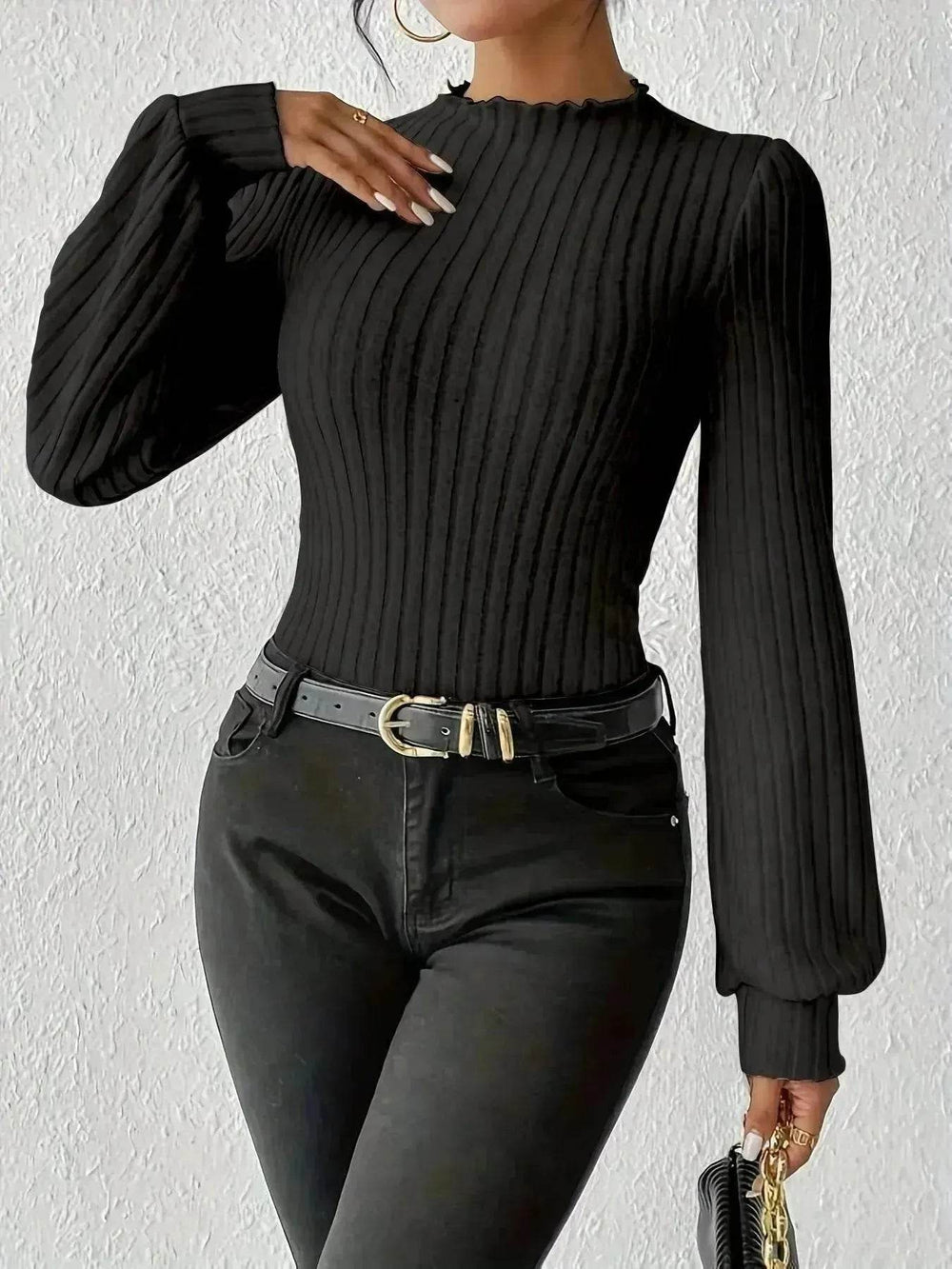 Women's French-style Long-sleeved Knitted Jumpsuit Top - EX-STOCK Canada