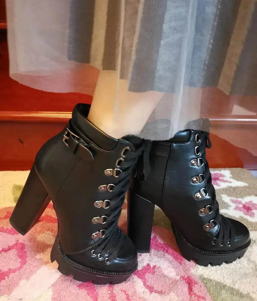 Women's High Heel Mid-heel Boots Thick Heel Women's Boots - EX-STOCK Canada