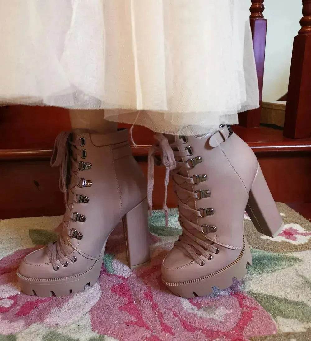 Women's High Heel Mid-heel Boots Thick Heel Women's Boots - EX-STOCK Canada