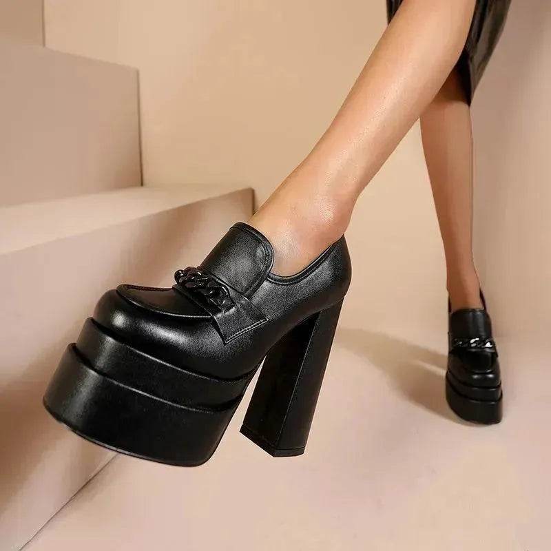 Women's High Heels Charming Platform Leather Shoes - EX-STOCK Canada
