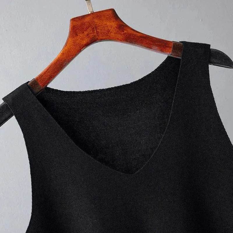 Women's Inverness V-neck Base Knitwear Wide-leg Trousers Three-piece Set - EX-STOCK Canada