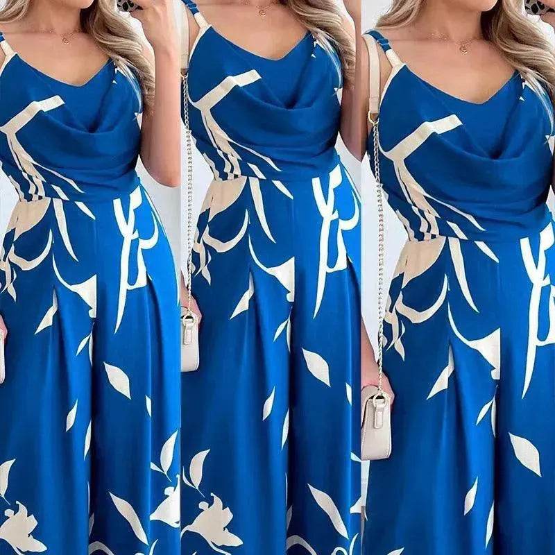 Women's Printed Suspender Waist Wide-leg Jumpsuit - EX-STOCK Canada