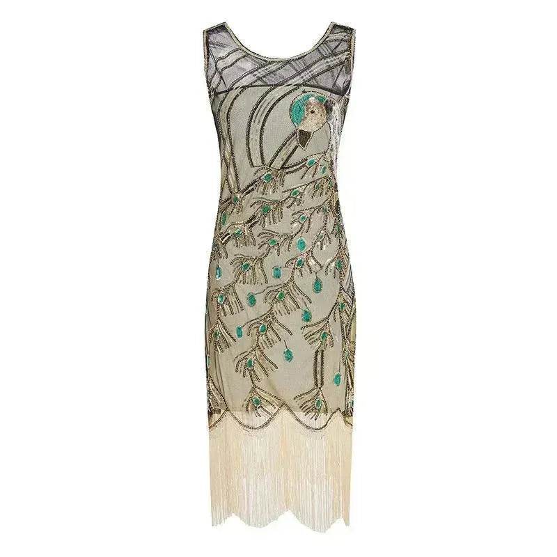 Women's Sequined Mesh Sleeveless Peacock Dress - EX-STOCK Canada