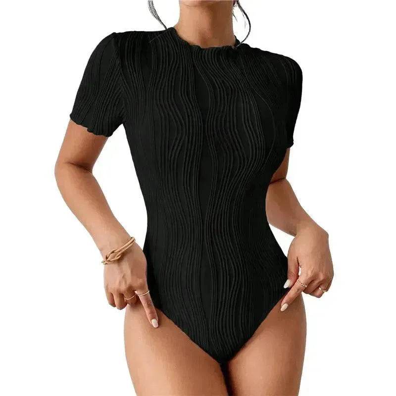 Women's Short-sleeved Corrugated Texture Jumpsuit - EX-STOCK Canada