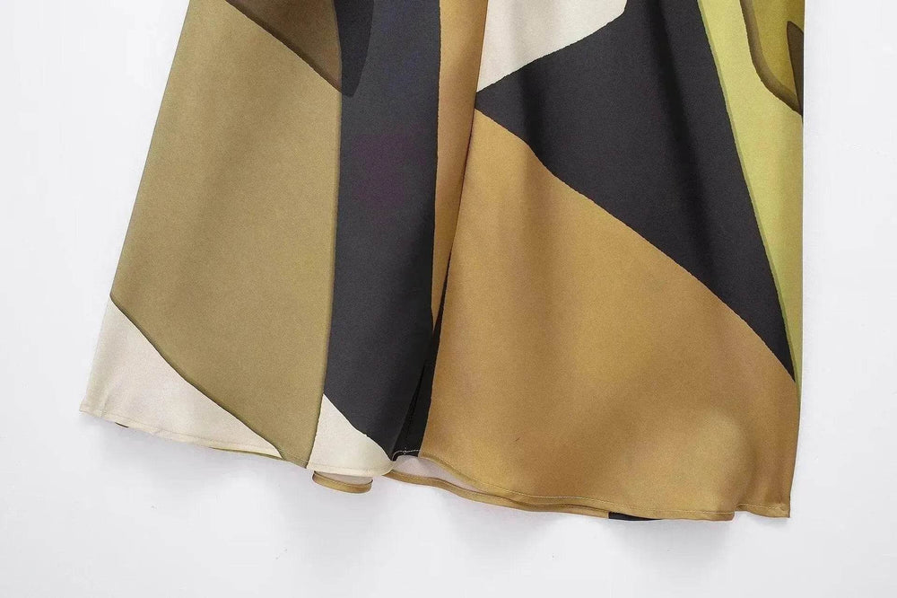 Women's Silk Satin Texture Printing Midi Dress - EX-STOCK Canada