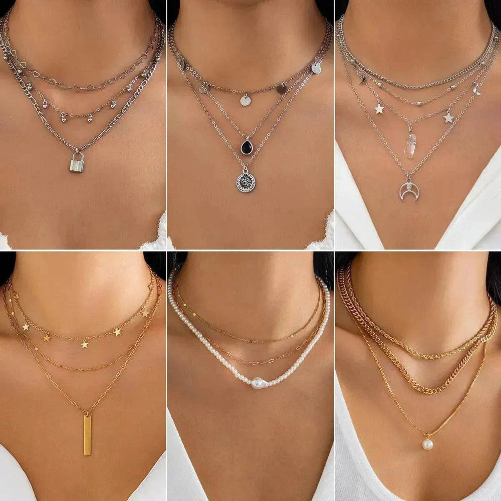 Women's Simple Slim Chain Multi-layer Imitation Pearl Necklace - EX-STOCK Canada