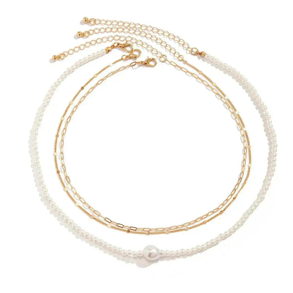 Women's Simple Slim Chain Multi-layer Imitation Pearl Necklace - EX-STOCK Canada
