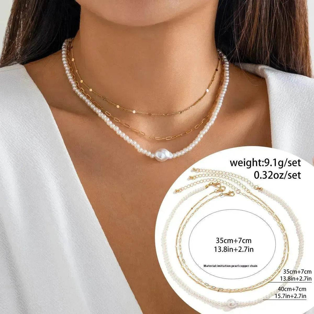 Women's Simple Slim Chain Multi-layer Imitation Pearl Necklace - EX-STOCK Canada