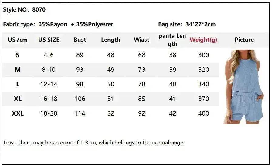 Women's Sleeveless Tank Top Shorts Striped Two-piece Suit - EX-STOCK Canada