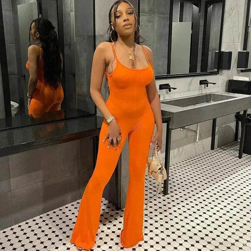 Women's Slim-fit Solid Color Suspender Jumpsuit - EX-STOCK Canada