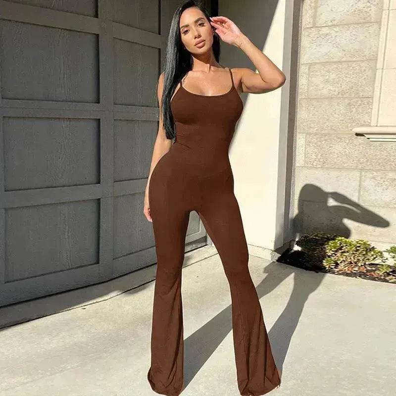 Women's Slim-fit Solid Color Suspender Jumpsuit - EX-STOCK Canada