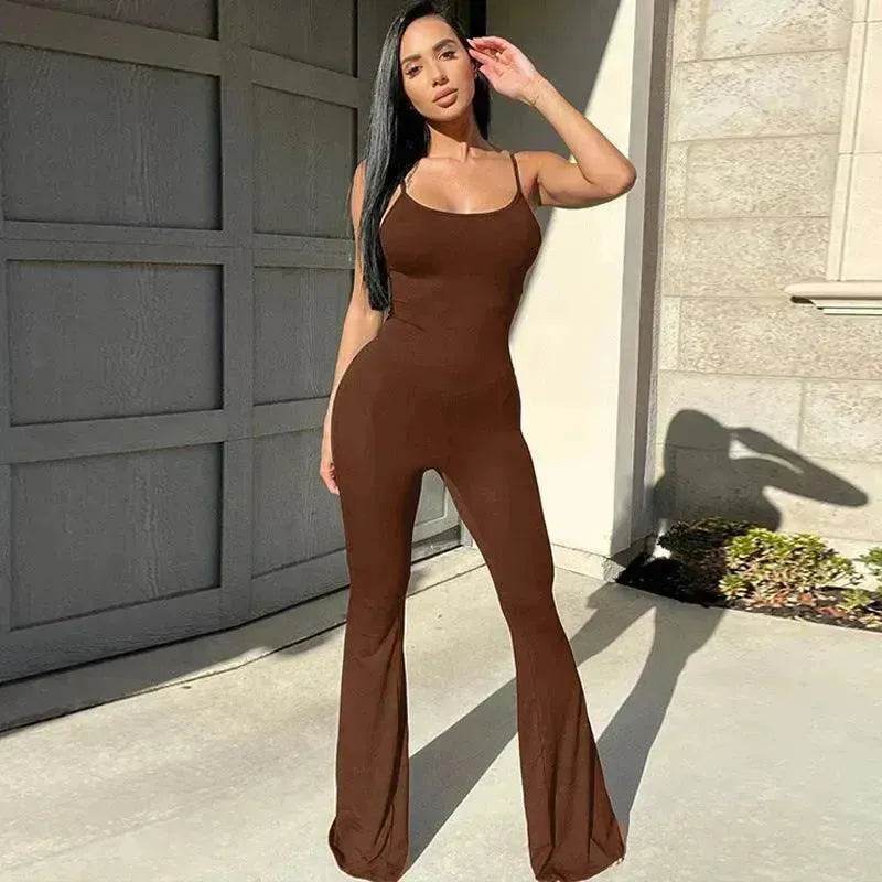 Women's Slim-fit Solid Color Suspender Jumpsuit - EX-STOCK Canada