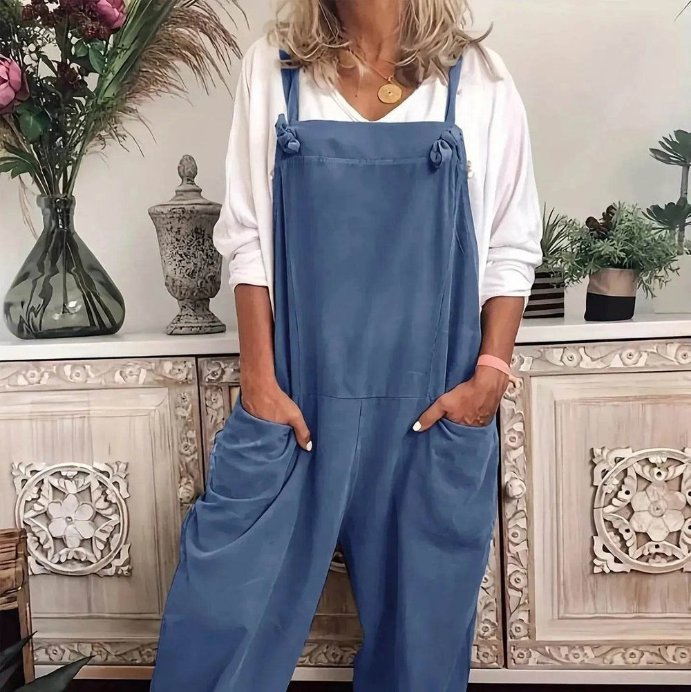 Women's Solid Color Casual Pocket Lace-up Adjustable Jumpsuit - EX-STOCK Canada