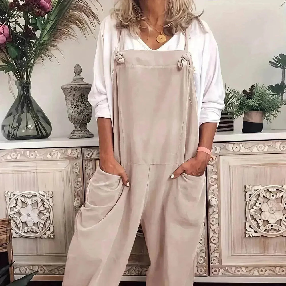 Combinaison décontractée pour femmes, couleur unie, avec poche, lacets et taille ajustable - EX-STOCK CANADA