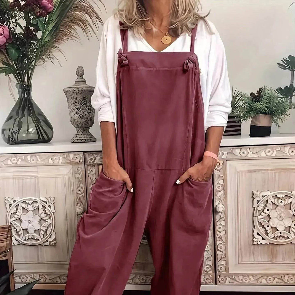 Women's Solid Color Casual Pocket Lace-up Adjustable Jumpsuit - EX-STOCK Canada