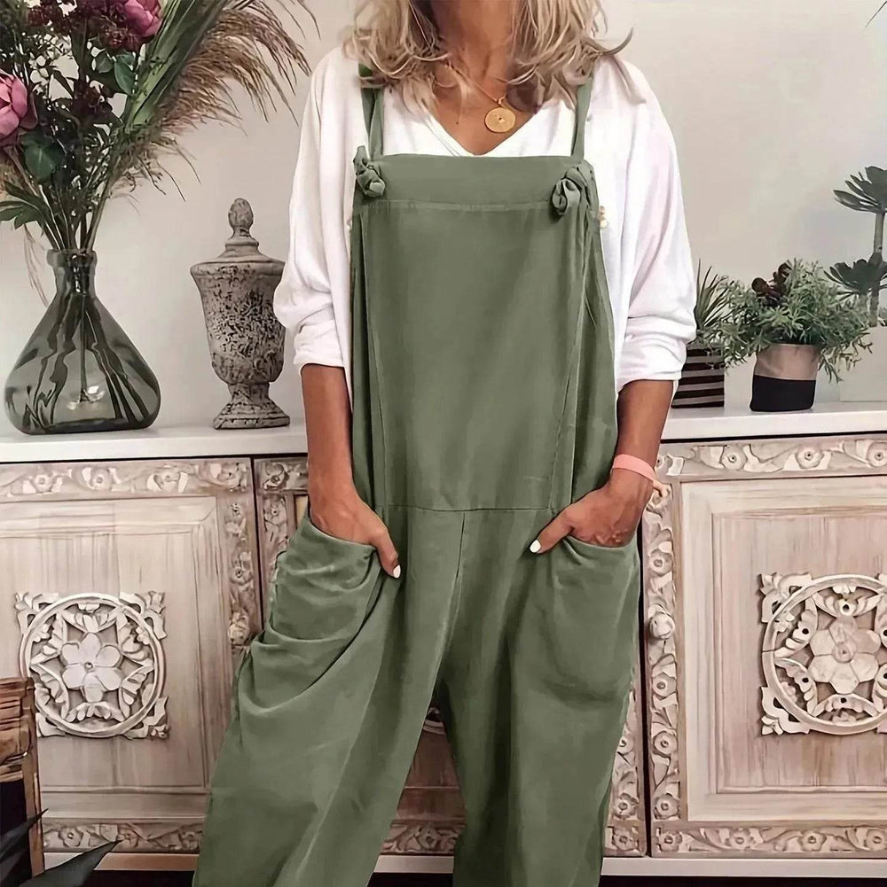 Women's Solid Color Casual Pocket Lace-up Adjustable Jumpsuit - EX-STOCK Canada