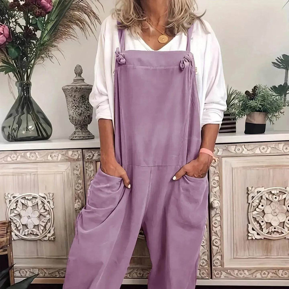 Women's Solid Color Casual Pocket Lace-up Adjustable Jumpsuit - EX-STOCK Canada