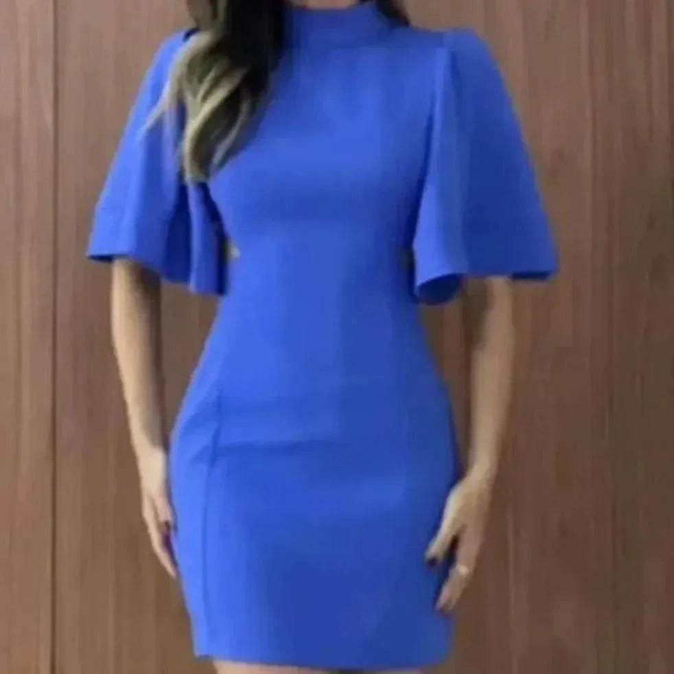 Women's Solid Color Round Neck Slim Fit Dress - EX-STOCK Canada