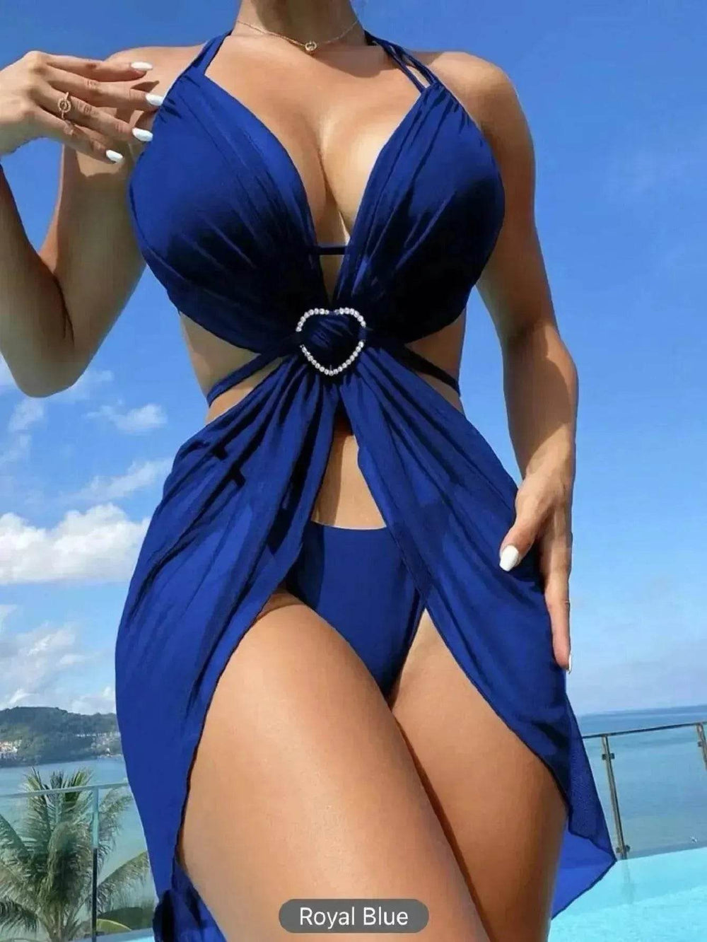Women's Solid Color Split Swimsuit Three-piece Bikini - EX-STOCK Canada