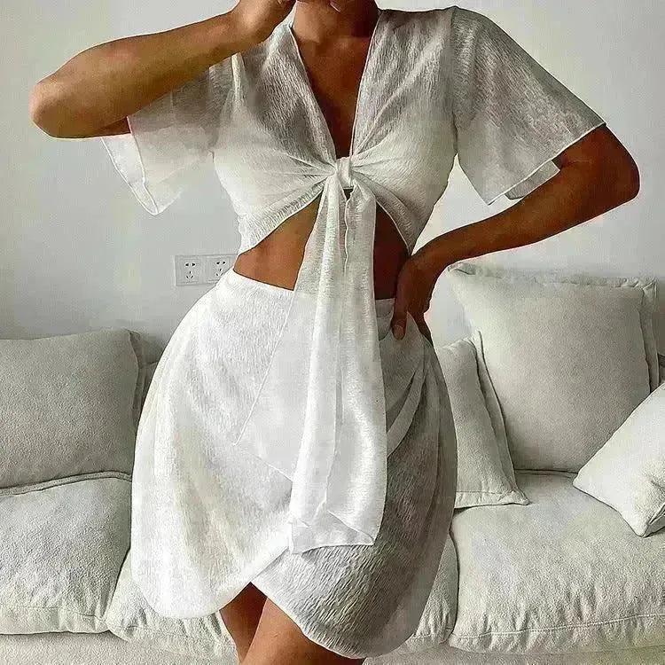 Women's Solid Color Two-piece Swimsuit Sun-proof Beach Dress - EX-STOCK CANADA