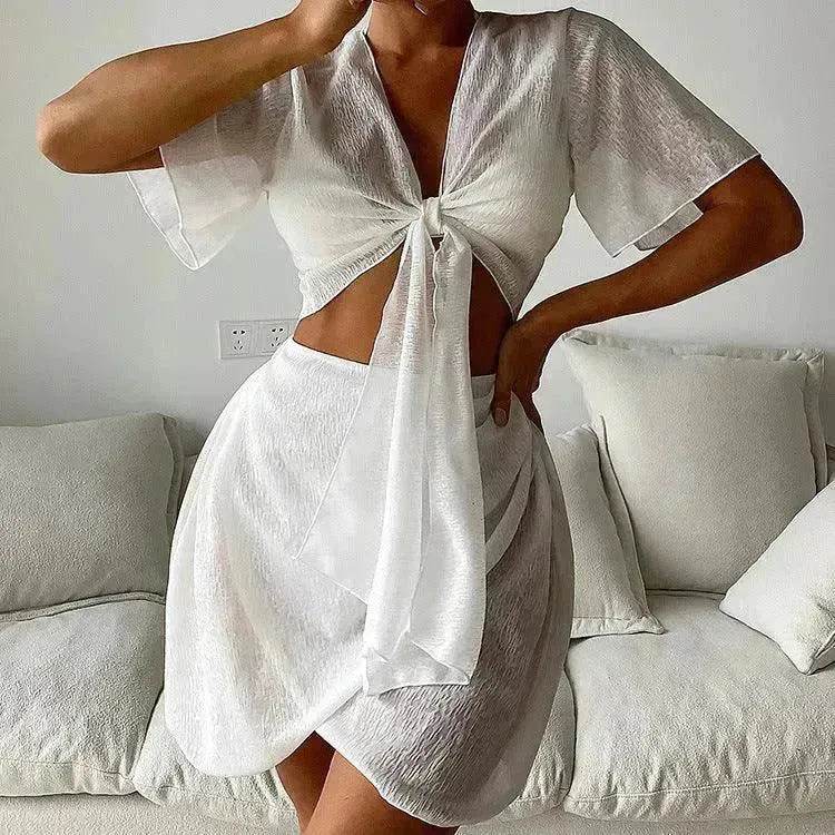 Women's Solid Color Two-piece Swimsuit Sun-proof Beach Dress - EX-STOCK Canada