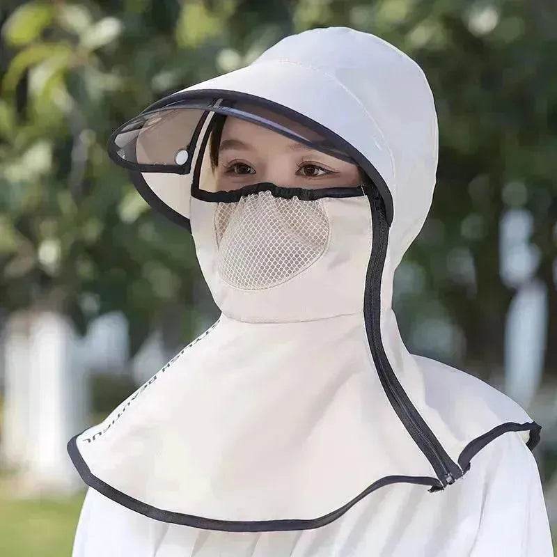 Women's Summer Wide Brim Biking Face-covering Mask Sun Protection Hat - EX-STOCK Canada