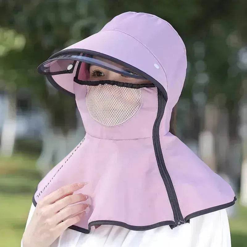Women's Summer Wide Brim Biking Face-covering Mask Sun Protection Hat - EX-STOCK Canada