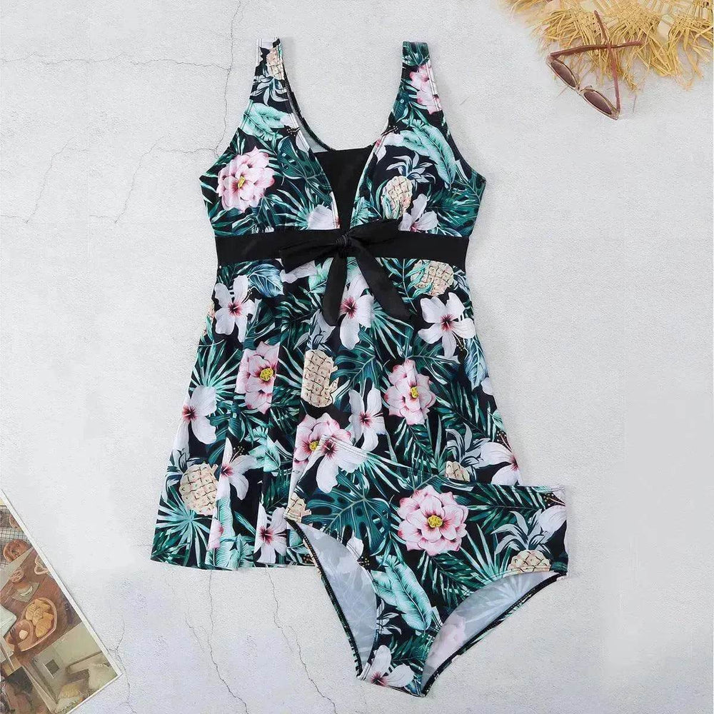Women's V-neck Printed Split Bikini Swimsuit - EX-STOCK Canada