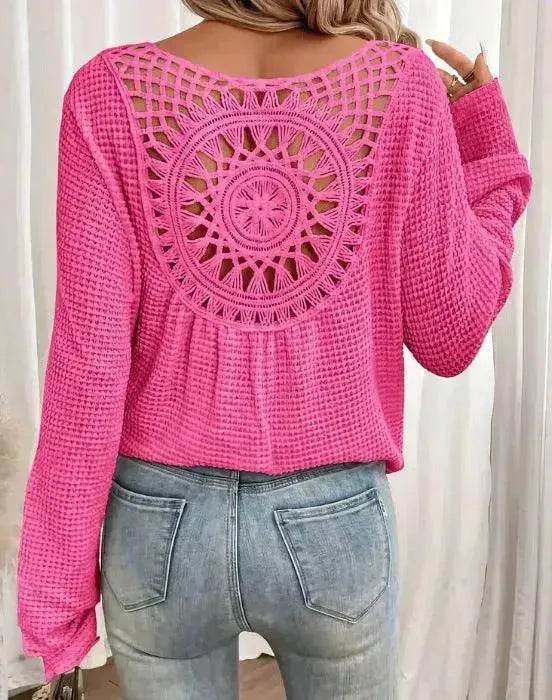 Women's V-neck Solid Color Fashion Knitted Blouse - EX-STOCK Canada