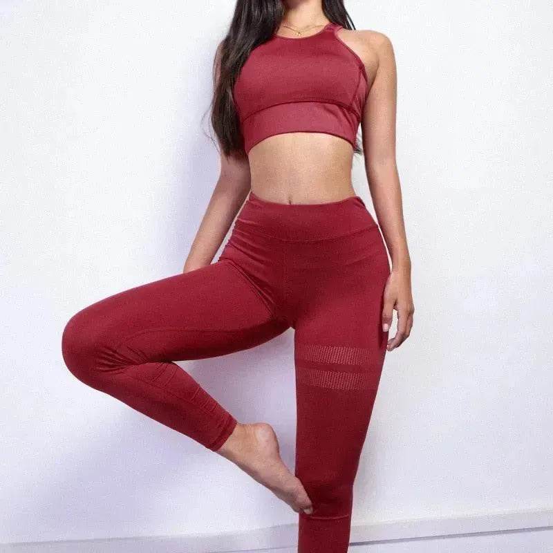 Women sport Suit Gym Yoga Sets 2 Pieces Women Sportwear Yoga Set Fitness Sportwear Workout Set Fitness Yoga Wear - EX-STOCK Canada