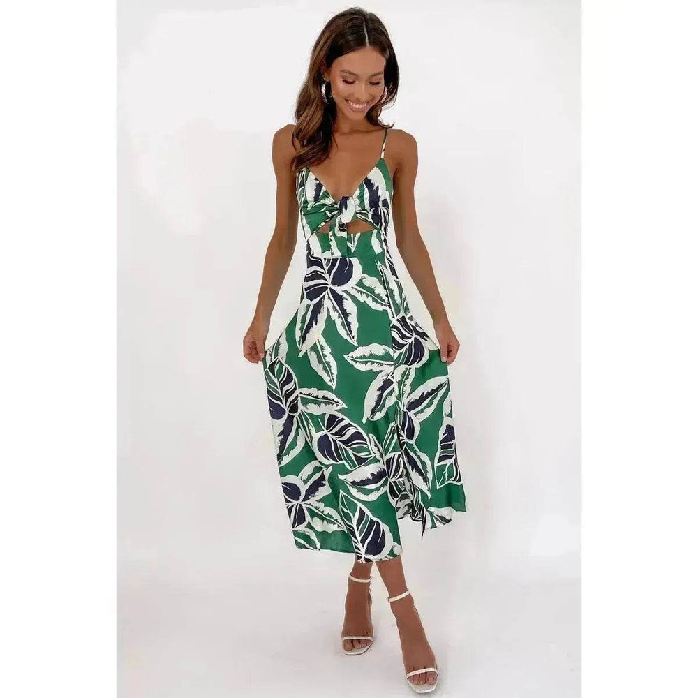Women Sweet Split Sleeveless Floral Midi Dress - EX-STOCK Canada