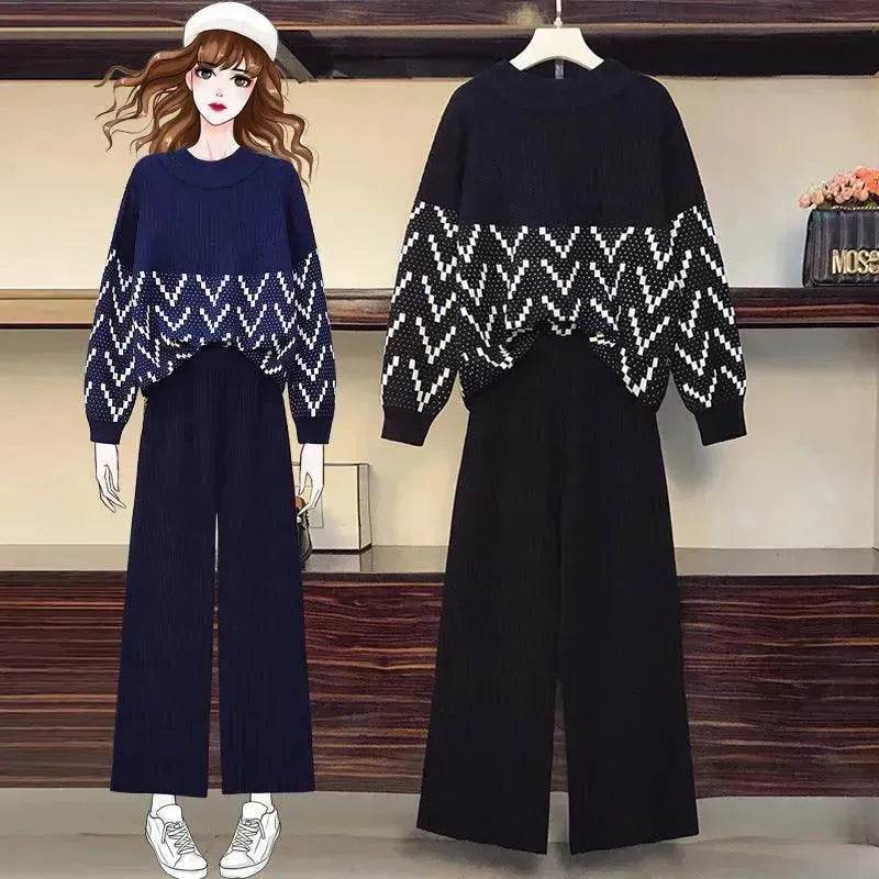 Women Two-piece knitted wide-leg pants - EX-STOCK Canada