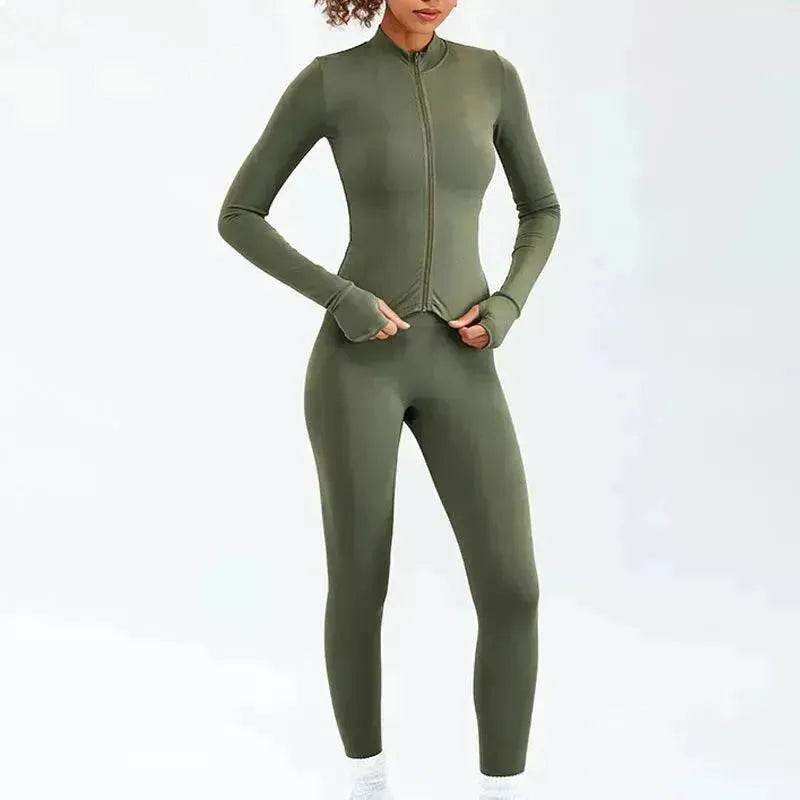 Women Yoga Zipper Long-sleeved Gym Exercise Fitness Suit - EX-STOCK Canada