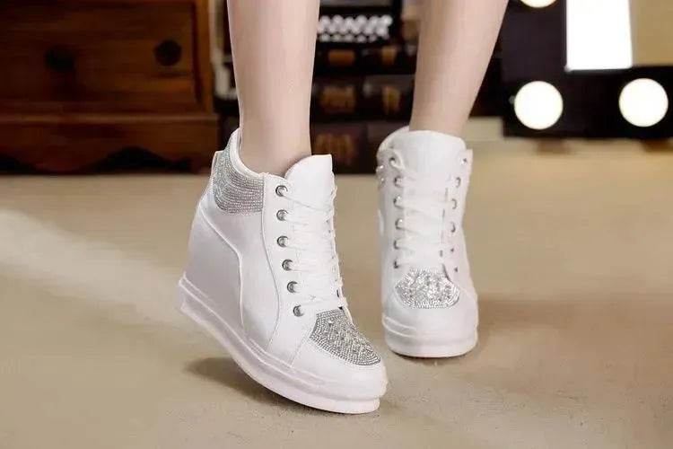 Womens Sneakers Shoes High Top Wedge Platform Heels Rhinestone - EX-STOCK Canada