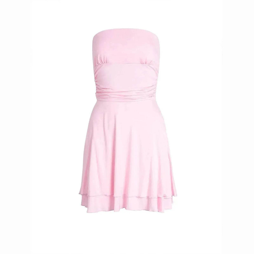 Y2K Tube-top Short Dress Summer Charming Pleated Tight Dresses For Womens Clothing - EX-STOCK Canada