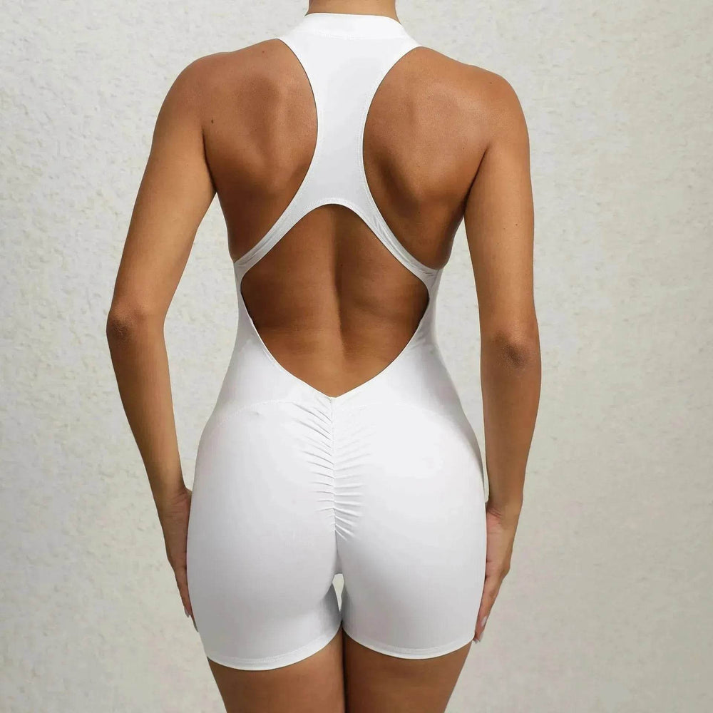 Zippered Yoga Fitness Shorts Jumpsuit Sleeveless Tummy Control Stretch Shapewear Butt Lifting Sportswear Women - EX-STOCK Canada