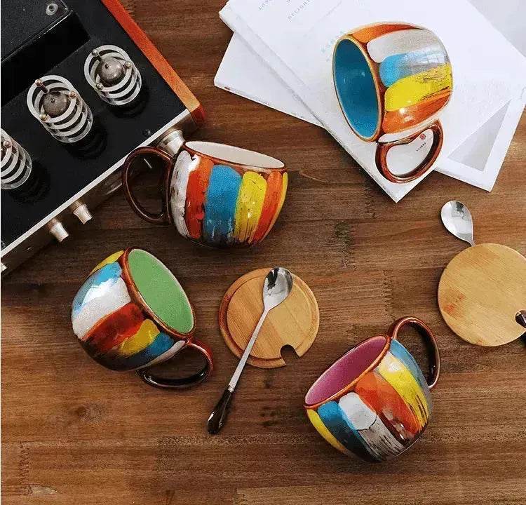 Creative Handmade European Style Ceramic Couples Mug with Lid Soon - EX-STOCK Canada