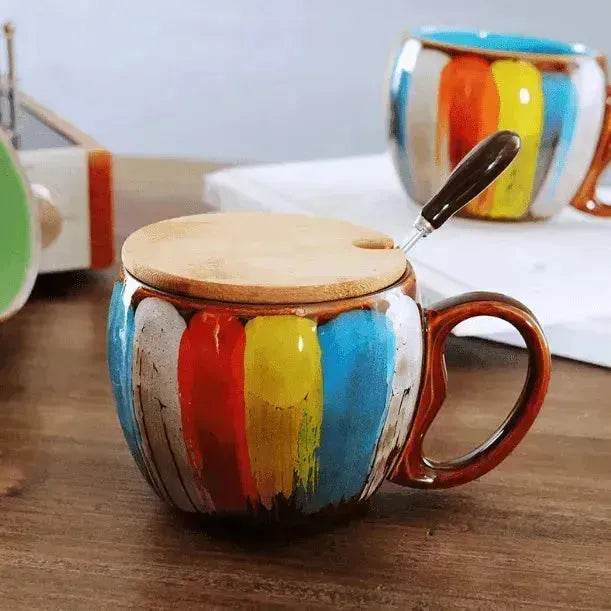 Creative Handmade European Style Ceramic Couples Mug with Lid Soon - EX-STOCK Canada