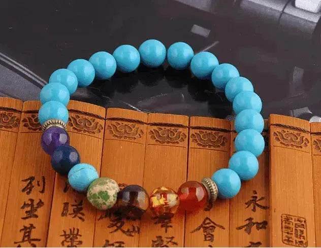 Handmade Black Lava Seven Chakra Healing Balance Beaded Bracelet - EX-STOCK Canada