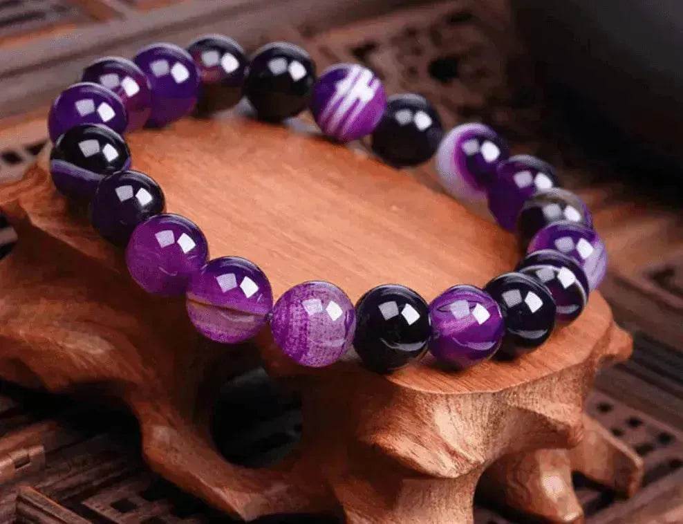 Handmade Black Lava Seven Chakra Healing Balance Beaded Bracelet - EX-STOCK Canada