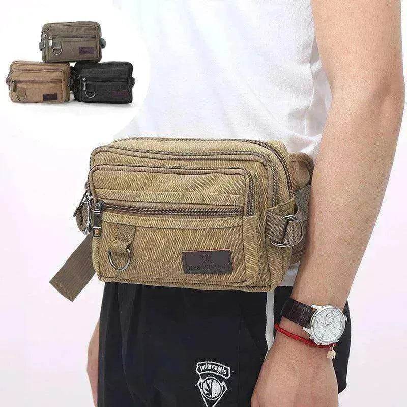 Canvas Fanny Pack With 4 Zipper Pockets Waist Bag - EX-STOCK Canada