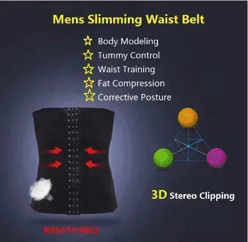 Ceinture respirante pour hommes avec clip de taille à fermeture invisible et rétractable pour l'abdomen - EX-STOCK CANADA