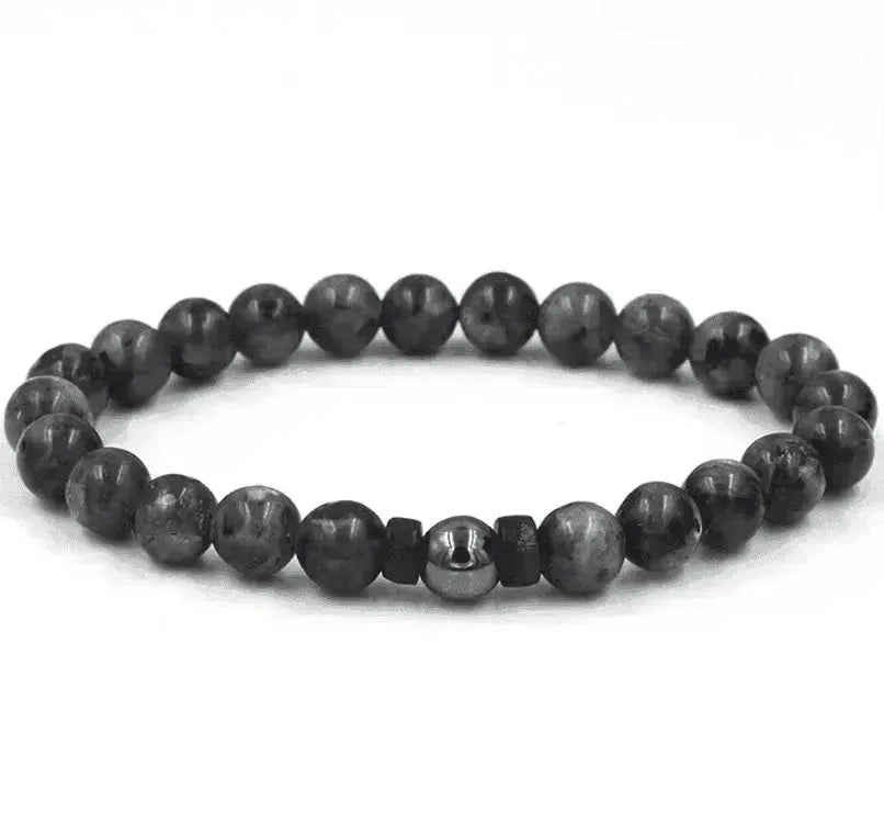 Bracelet pour hommes en pierre volcanique noire - EX-STOCK Canada